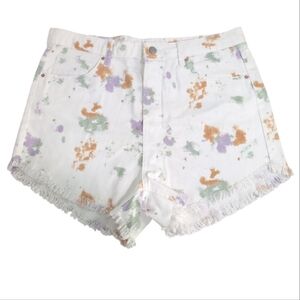 Wild Fable High Rise White Multicolor Tie-Dye jean Shorts women's sz 14/32